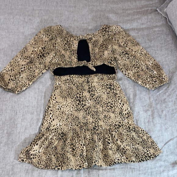 Anthropologie Maeve Knit Cut-Out Bow Tie Leopard Animal Print Dress size 8 - Picture 5 of 12